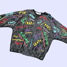 Vintage 80s CACH  Retro Colorful Sequin Beaded Silk Bomber Jacket