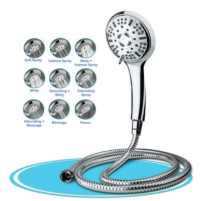 #ad High Pressure Shower Head 9 Spray Mode Handheld Showerhead Hand Shower With Hose $16.69