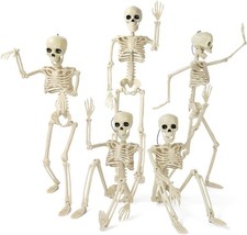5Pack Halloween Skeleton Decorations 16in Full Body Mini Skeleton Movable Joints