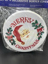 Vintage Christmas Stove Burner Covers Santa Design Set of 4 NOS