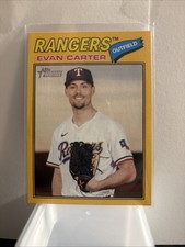 2026 Topps Heritage Evan Carter Dark Yellow SP Texas Rangers #244
