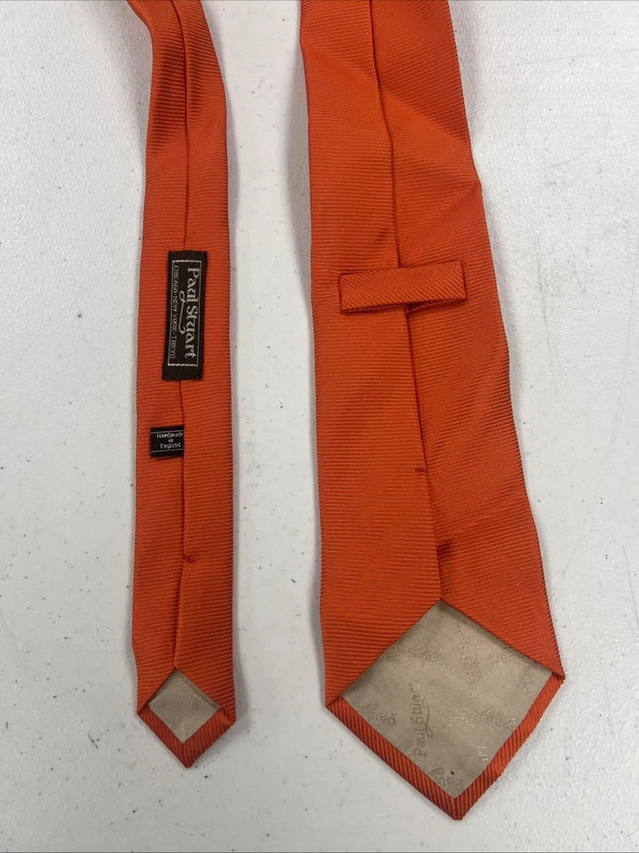 Paul Stuart Men's Orange Subtle Striped Silk Neck Tie $178 - Image 4 of 4
