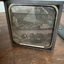 Vintage WWII Magic Lantern Slide St Malo France Washing Day Women