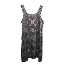 Anthropologie by Conditions Apply Black Dress Metal Beaded Silk Lined Small Flaw