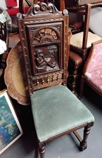 Pair Of Rare Hand Carved  Antique  Chairs