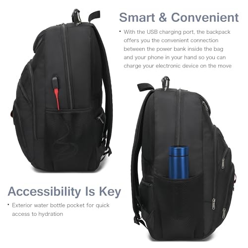 Extra Large Laptop Backpack for Men,37L Gaming Laptop Backpack,Inch 18.4 Black - Picture 6 of 7