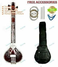Instruments Indian Musical Professional Tun Wood 5 String Flat Tanpura