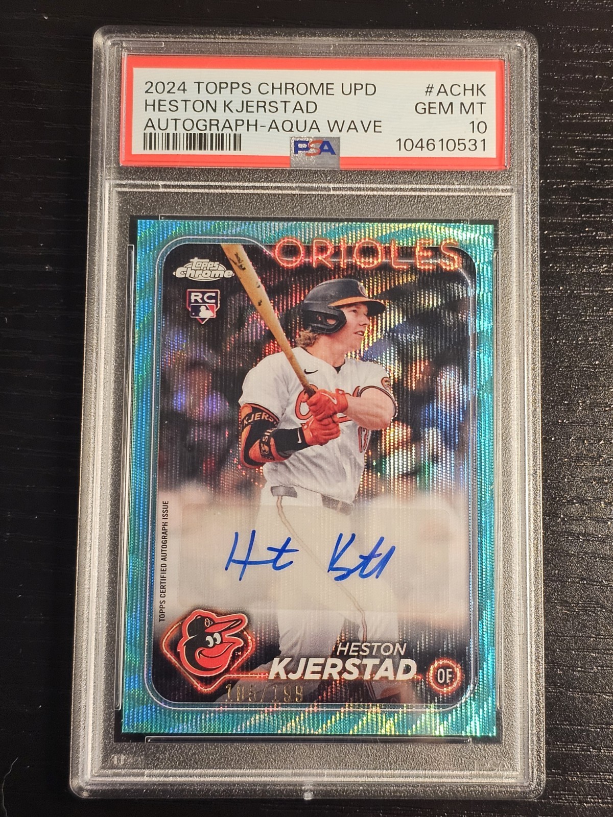 2024 Topps Chrome Update Heston Kjerstad Aqua Wave Auto RC /199 PSA 10 💎 MINT