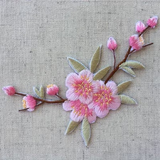 Embroidered Flower iron on patch applique 4 x 2 1/4 inch