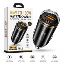 100W Fast USB C Universal Car Charger Dual Port PD Cigarette Adapter For iPhone
