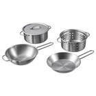 New IKEA DUKTIG 5 Piece Toy Cookware Set Stainless Steel Color Kids Kitchen