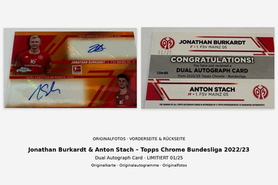 Topps Chrome Bundesliga 2022/23 Dual Autograph Burkardt/Stach 01/25