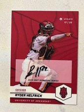 RYDER HELFRICK 2025 ONIT Arkansas Baseball Red Parallel On Card AUTO # 17/25