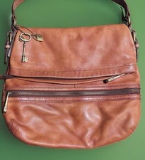 VINTAGE FOSSIL Explorer Foldover Crossbody Leather Bag purse