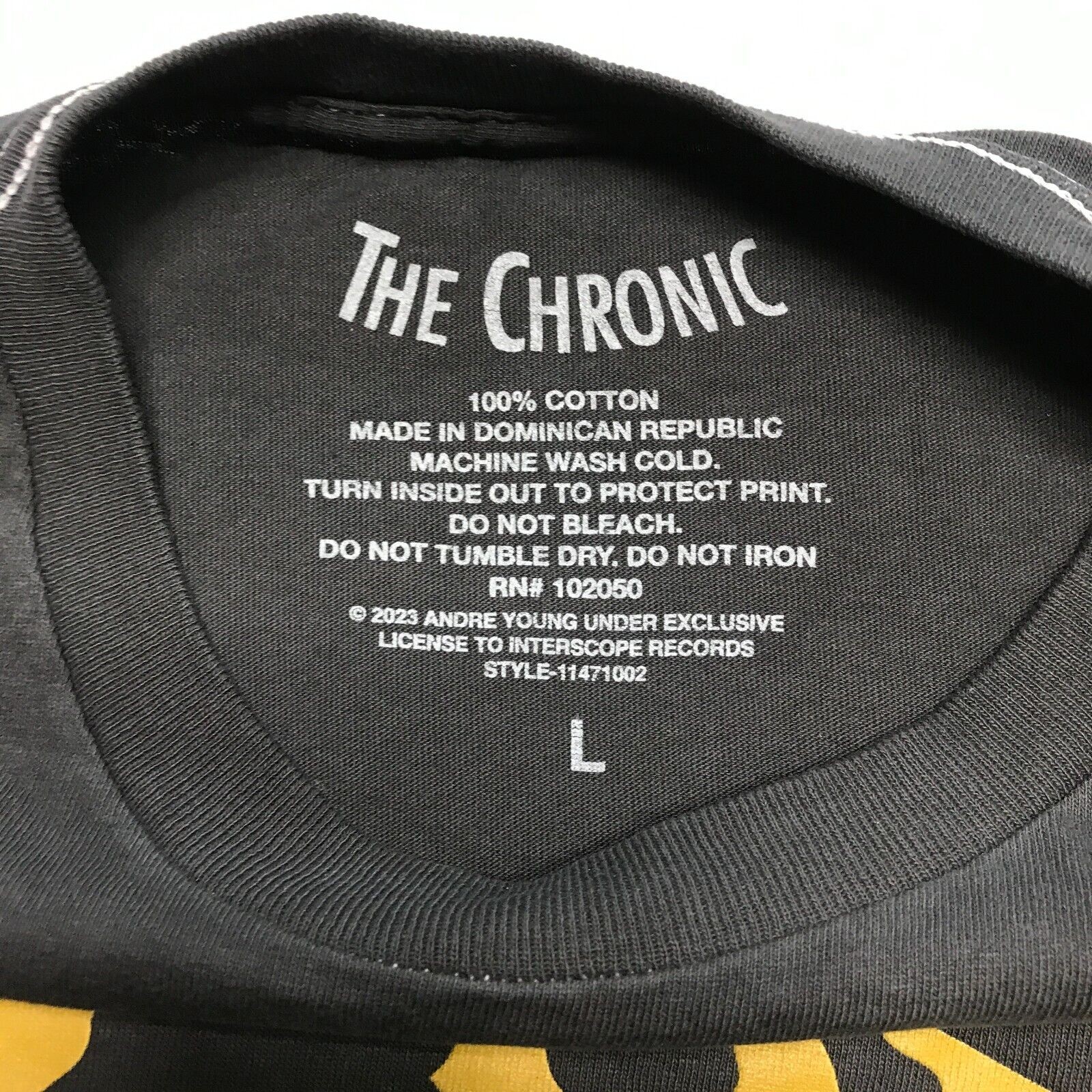 FILA T shirt maglietta grafica Dr. Dre uomo The Chronic copertina album grigio vintage lavaggio L