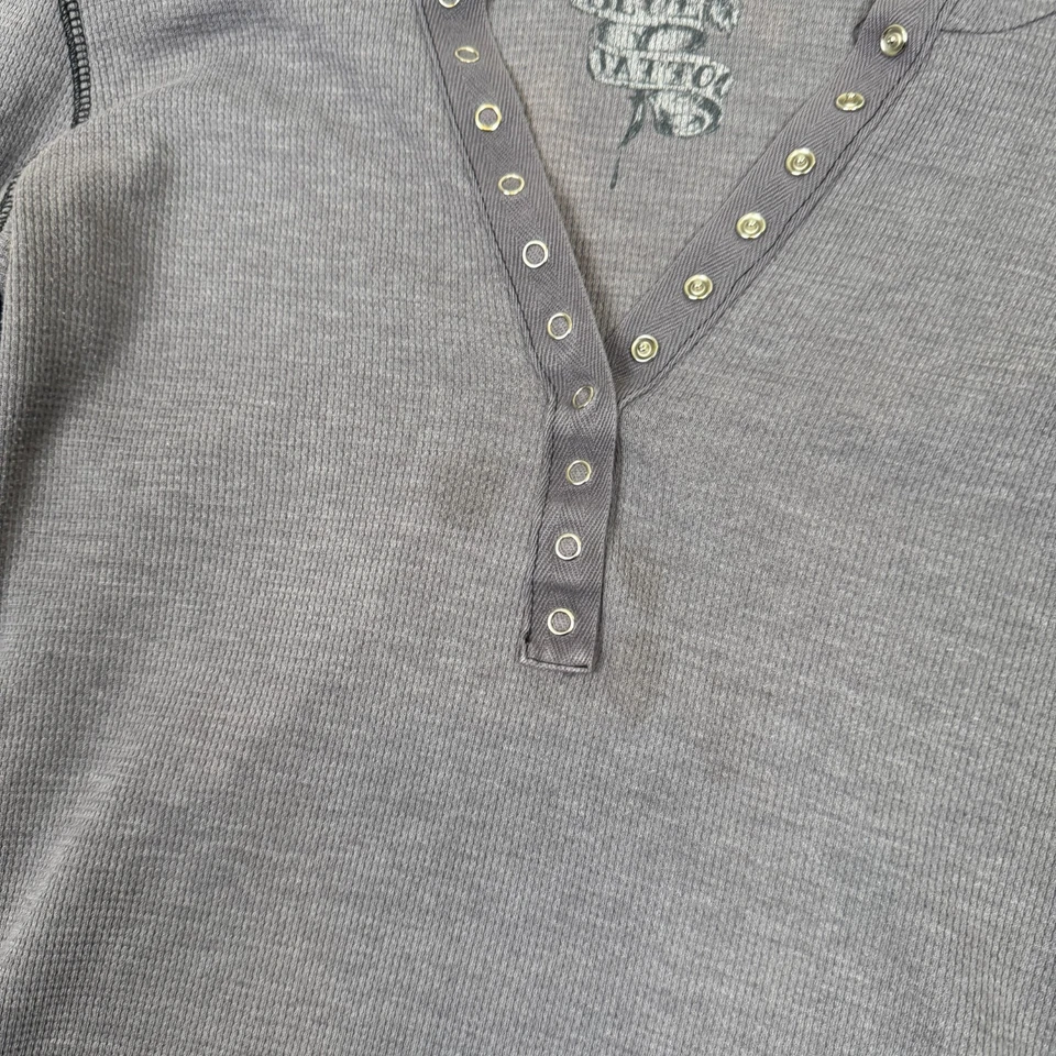 Vintage Blue Tattoo Hoodie Womens Medium Gray Fairy Grunge Surf Crush Floral Y2K - Image 2 of 4