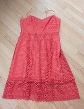 J CREW Spaghetti Strap Aline Orange/Coral/Melon Eyelet Sundress - Size 14