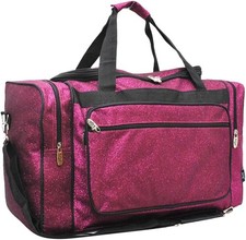 Firls Pink Glitter Cheer Duffel Bag 20" Sparkle Gym Travel Dance Cheerleader