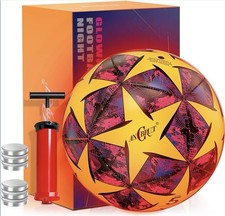 LED Light Up Soccer Ball Size 5 Glow in Dark w/Pump  Batteries