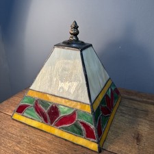 Vintage Tiffany Style Resin Glass Square Pyramid Ceiling Lampshade Shade
