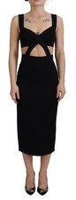 Dolce & Gabbana Black Viscose Bodycon Sheath Midi Women's Dress Authentic