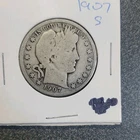 1907 Barber Half Dollar 50C Silver Circulated San Francisco 0.9 Fine Silver #331