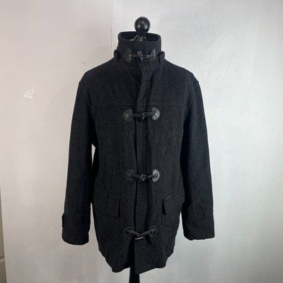 Oliphil Rugby Wear Herren Dufflecoat Toggle Freizeit Wollmischung in Schwarz - Größe L