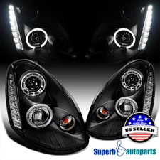 Fit 2005-2006 Infiniti G35 Sedan LED Halo Projector Headlights Lamps Black 05-06