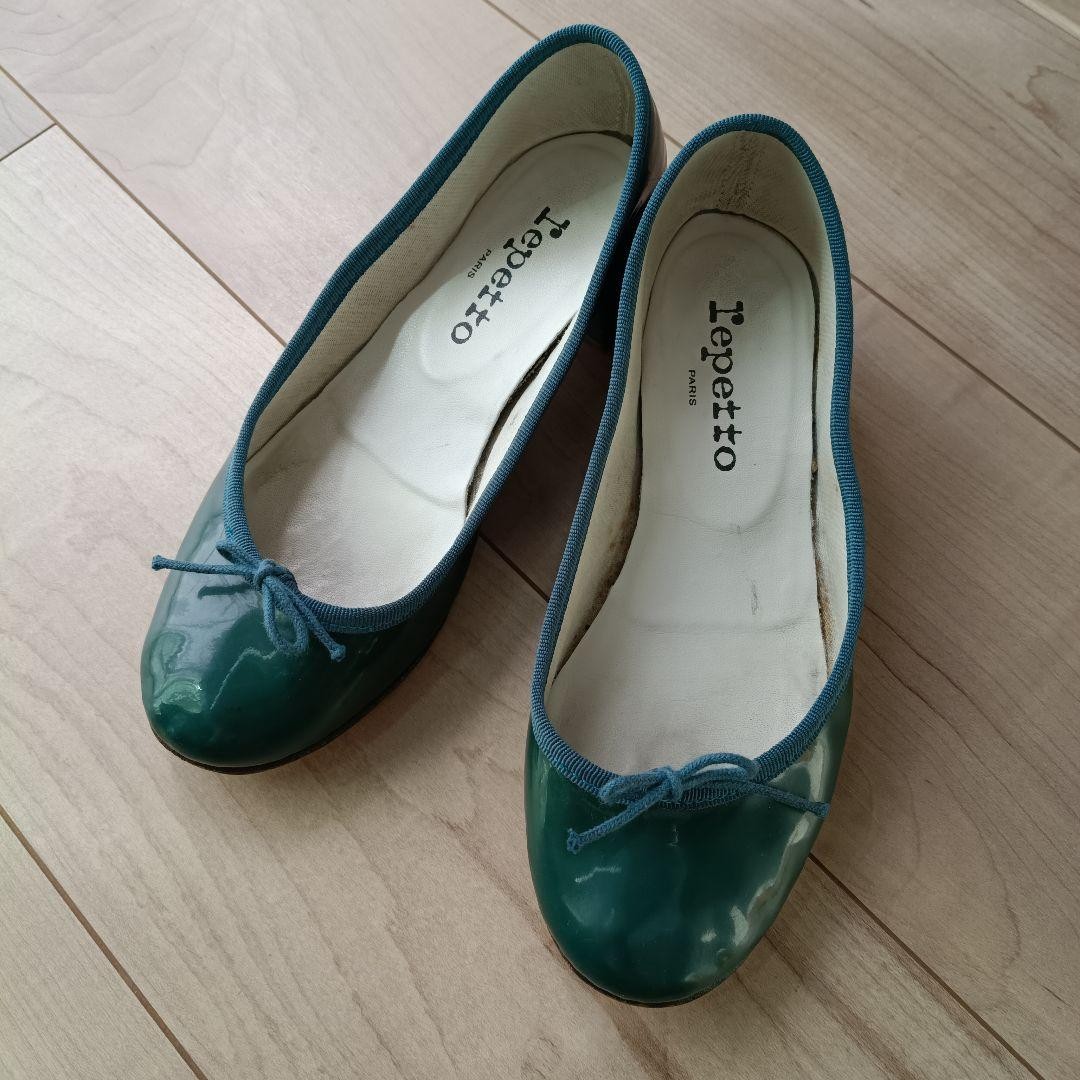 Rare Repetto Ballet Flats Green Patent Leather Women's Size 36 EU 6 US