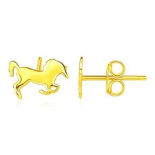 14K Yellow Gold Horse Earrings