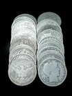 Lot of 25x 1900 through 1915 50c Barber Silver Half Dollars