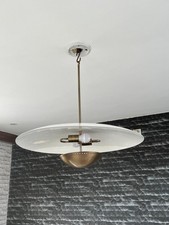 Mid Century Modern Brass Dome Chandelier, Minimalist Pendant Light, Italian Stil
