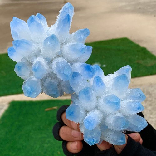 1.64LB New Find Blue Phantom Quartz Crystal Cluster Mineral Specimen - 第 12/21 張圖片
