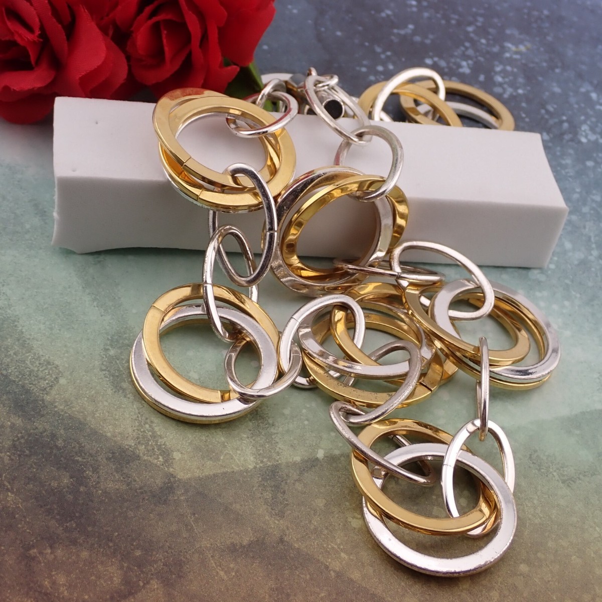 Vintage Ralph Lauren RLL Gold Silver Circle Link 18
