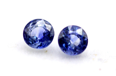 Setting Stone Natural Blue Sapphire Loose 2 PCS Lots Round Cut 4 mm Gems 0.95 Ct