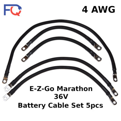4 AWG Gauge E-Z-Go Marathon 36V 1986-1994 Golf Cart Battery Cable 5pcs Set