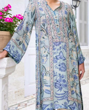 Sapphire Printed Silk Shirt, NEW