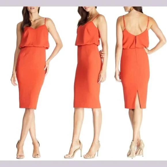 DRESS the POPULATION Poppy Alondra Blouson Open Back Pencil Cocktail L =  8/10  | eBay