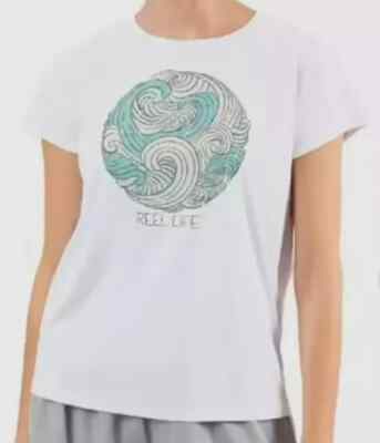 Real Life Jax Beach Split Back Shirt, White, S