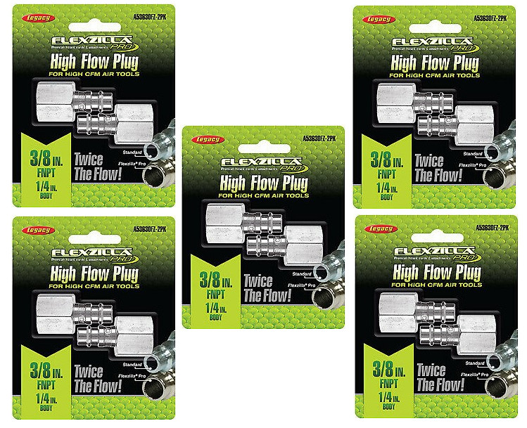 10 FLEXZILLA PRO HIGH FLOW AIR HOSE FITTING PLUGS FEMALE 3/8" NPT A53630FZ-2PK