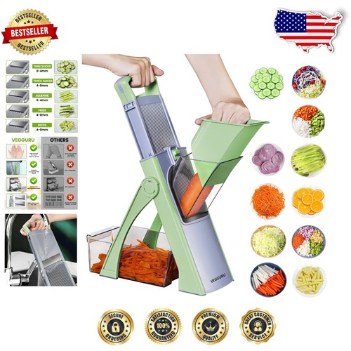 Stainless Steel Adjustable Vegetable Cutter - Safe & Compact for Easy Meal Prep