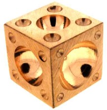 New,Brass Dapping Block Doming 1" Cube Half Spheres Multi-Holes Forming Tool