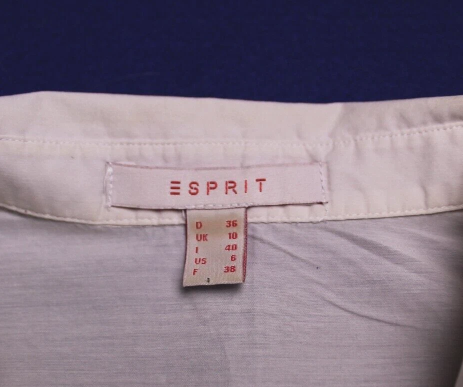 BLUSA ESPRIT VINTAGE Damas Talla 6 Marfil Sólido Manga Larga Ligera Elástica Foto 3 de 4