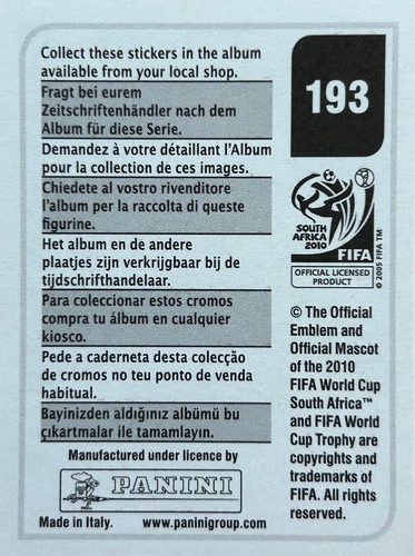*20p EACH* Panini 2010 South Africa FIFA World Cup Individual Stickers Unused - Picture 145 of 439