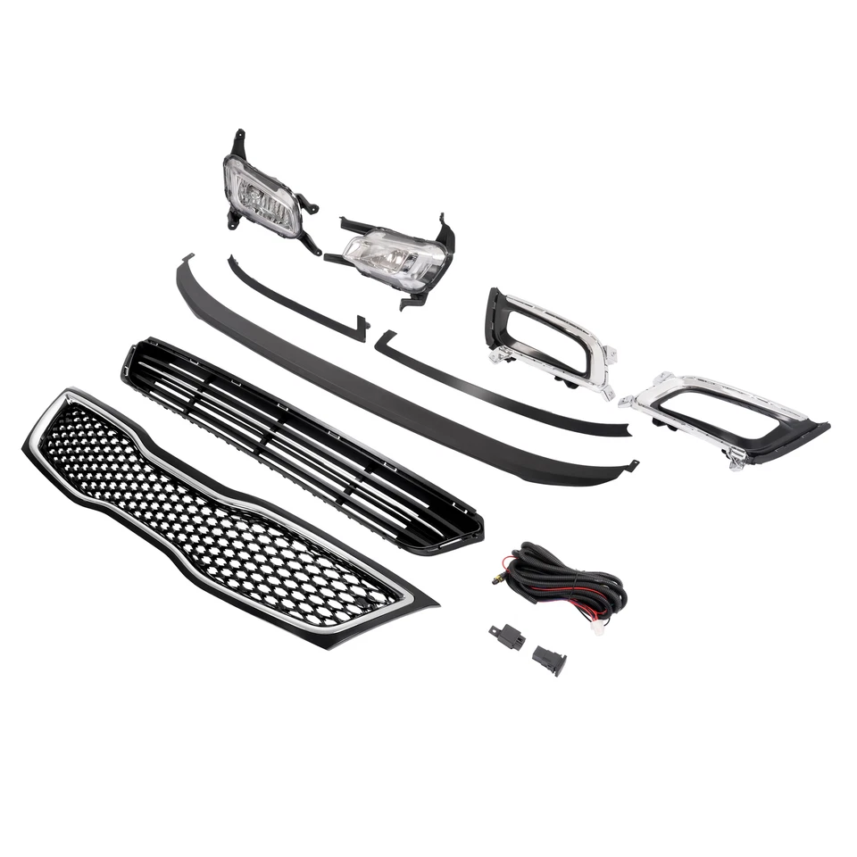 Parrilla de parachoques superior delantera cromada con juego de luces antiniebla para Kia Optima 2014-2015 Foto 3 de 4