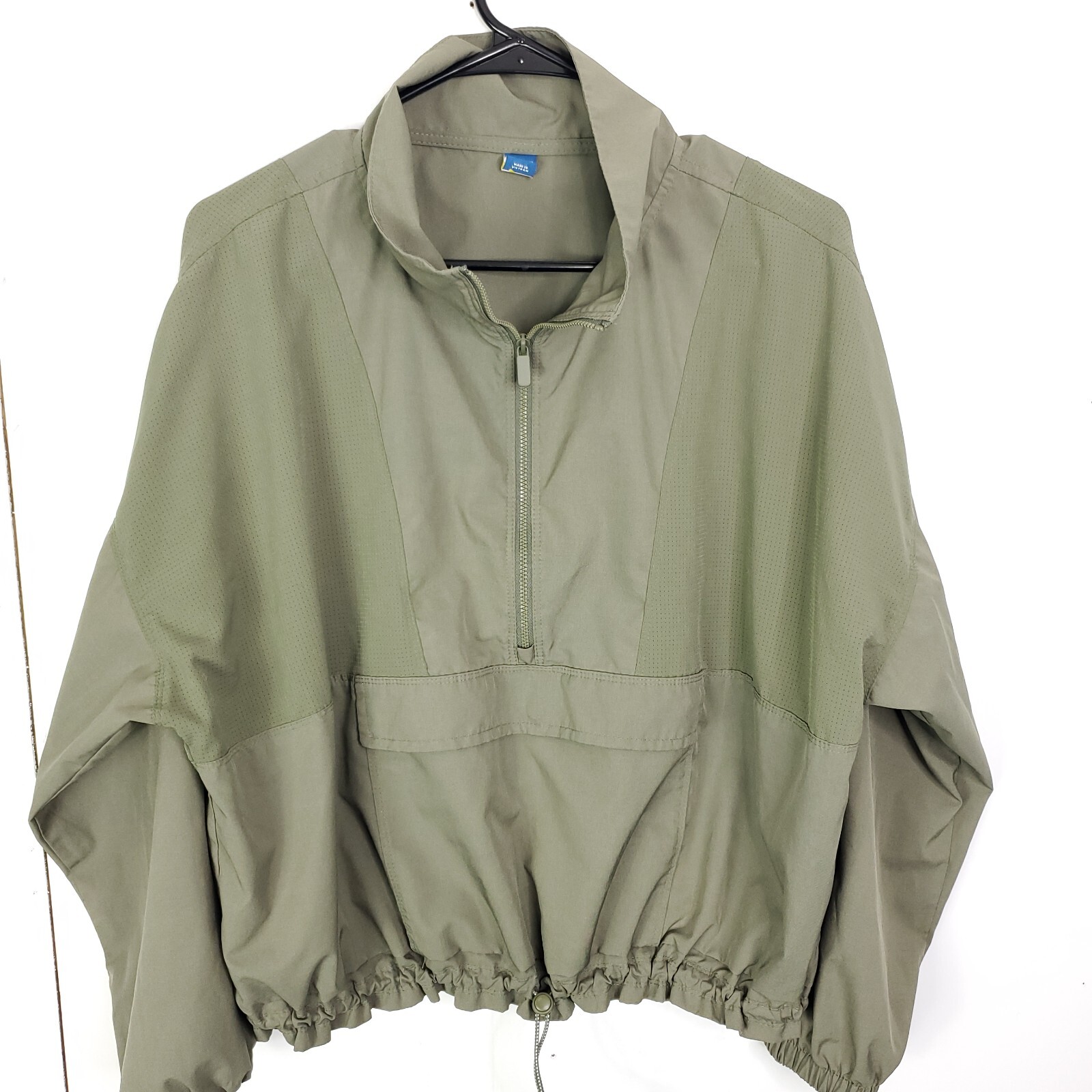Old Navy Jacket Womens Large Pullover Cropped Olive Half Zip