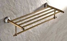 Antique Brass Wall Mounted Bathroom Towel Rail Holder Rack Bar Shelf sba411
