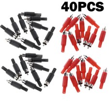 40X Black  Red Solder RCA Male Plug Audio Video Adapter Connector