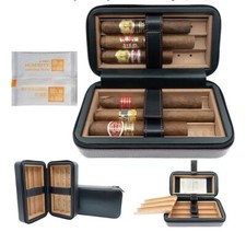 Travel Cigar Humidor Box Case Holds 6 Cedar Lining Leather New In Box