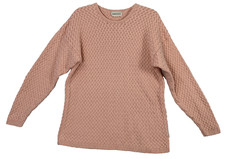 VTG Sweater Pink Tunic Sweater M Basket Weave Knit Womens 90s Lands End
